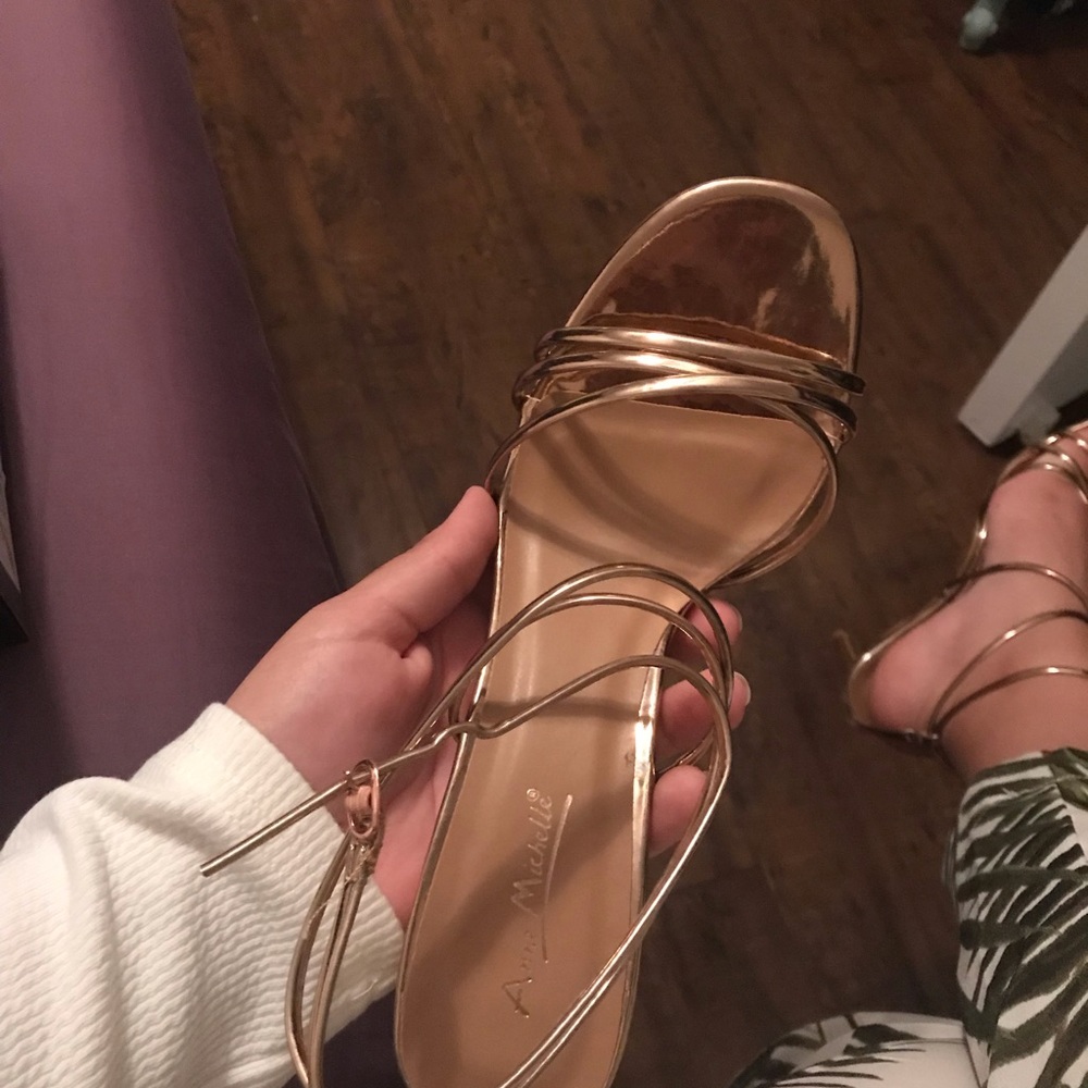 Rose gold strappy heel